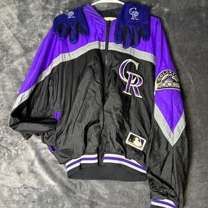 Vintage Colorado Rockies Felco MLB Windbreaker Jacket & Gloves Set Signatures M